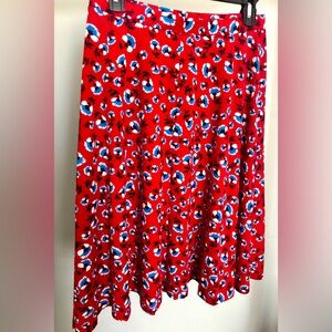Red white and blue flare cotton skirt